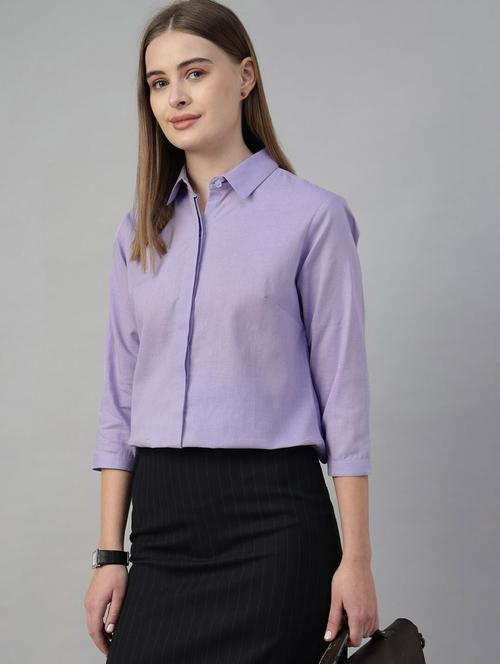 women solid collared regular fit shirt - 22038380 -  Standard Image - 0