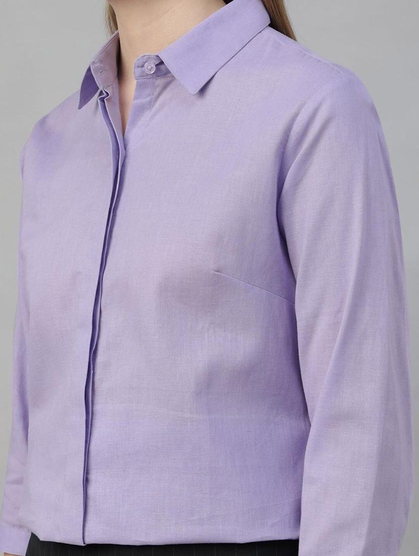 women solid collared regular fit shirt - 22038380 - Standard Image - 5