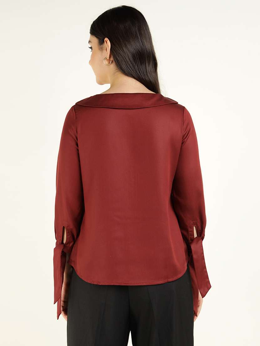 women solid peter pan collar regular fit shirt - 22038387 -  Standard Image - 3