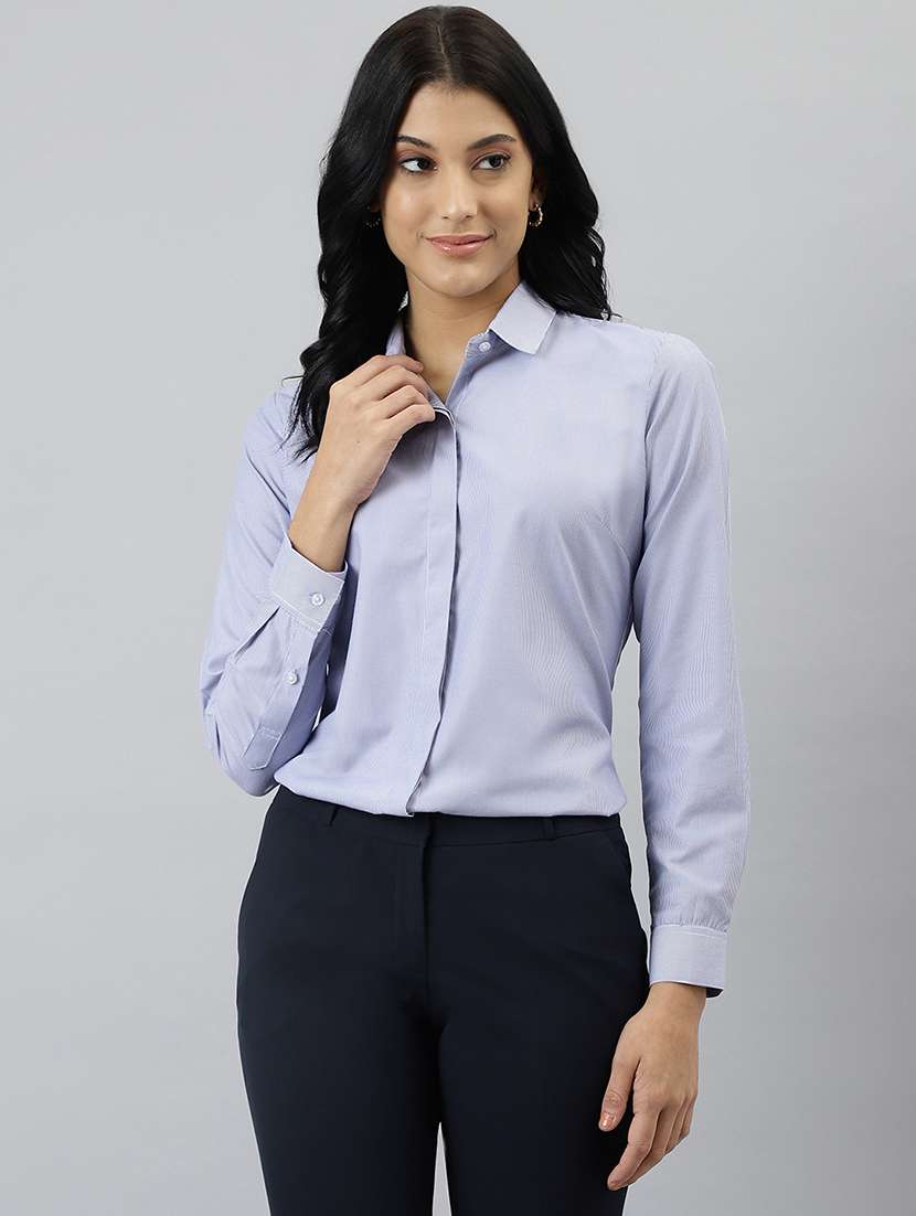 women collared long sleeve regular fit shirt