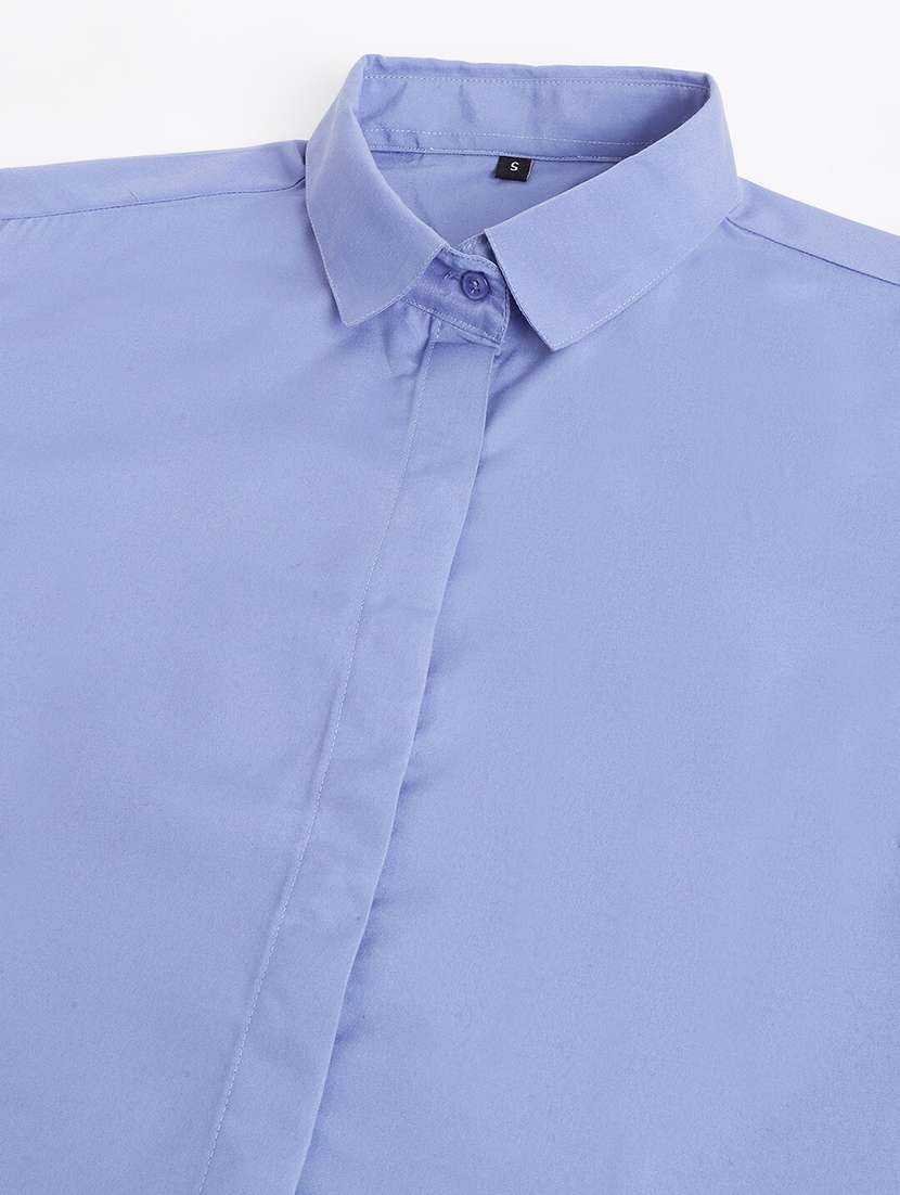 women solid collared long sleeve regular fit shirt - 22038397 -  Standard Image - 5