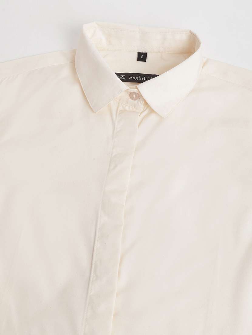 women solid collared long sleeve shirt - 22038400 -  Standard Image - 3