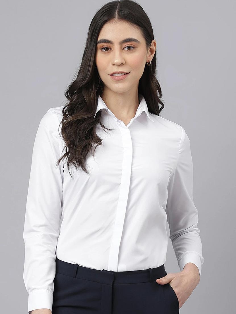 women solid collared long sleeve regular fit shirt - 22038408 -  Zoom Image - 0