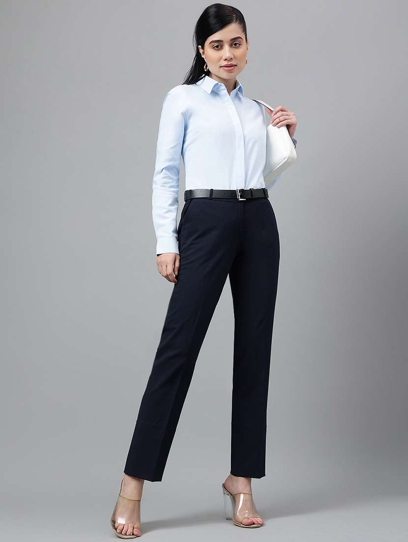 women solid collared long sleeve regular fit shirt - 22038413 -  Standard Image - 5