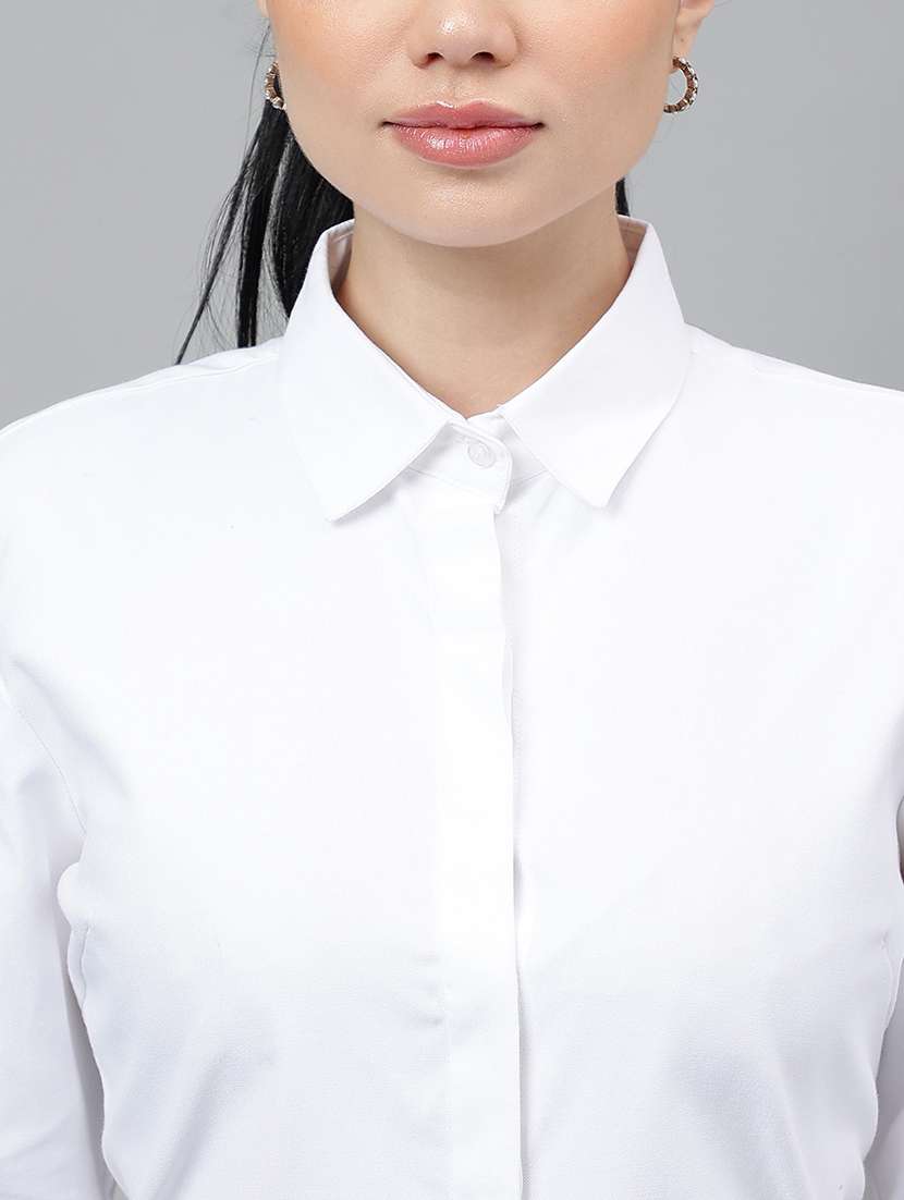women solid collared long sleeve regular fit shirt - 22038414 -  Standard Image - 5