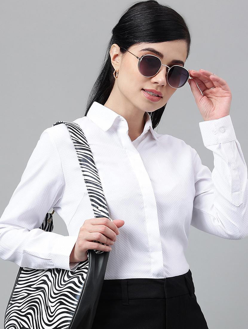 women solid collared long sleeve shirt - 22038415 -  Zoom Image - 0
