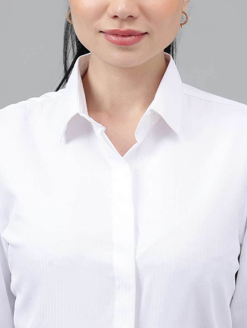 women solid collared long sleeve shirt - 22038416 -  Standard Image - 3