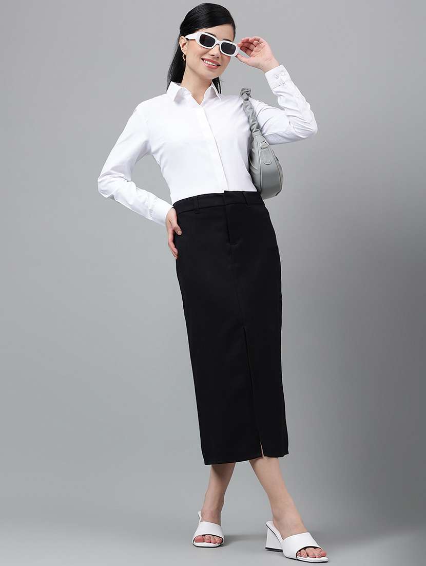 women solid collared long sleeve shirt - 22038416 -  Standard Image - 5