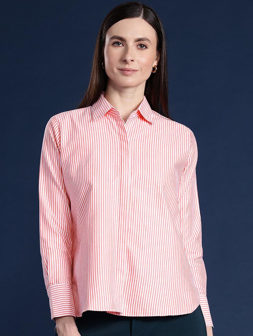 women striped collared long sleeve regular fit shirt - 22038443 - Zoom Image - 0
