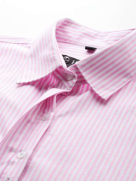 women striped collared long sleeve shirt - 22038446 -  Standard Image - 3