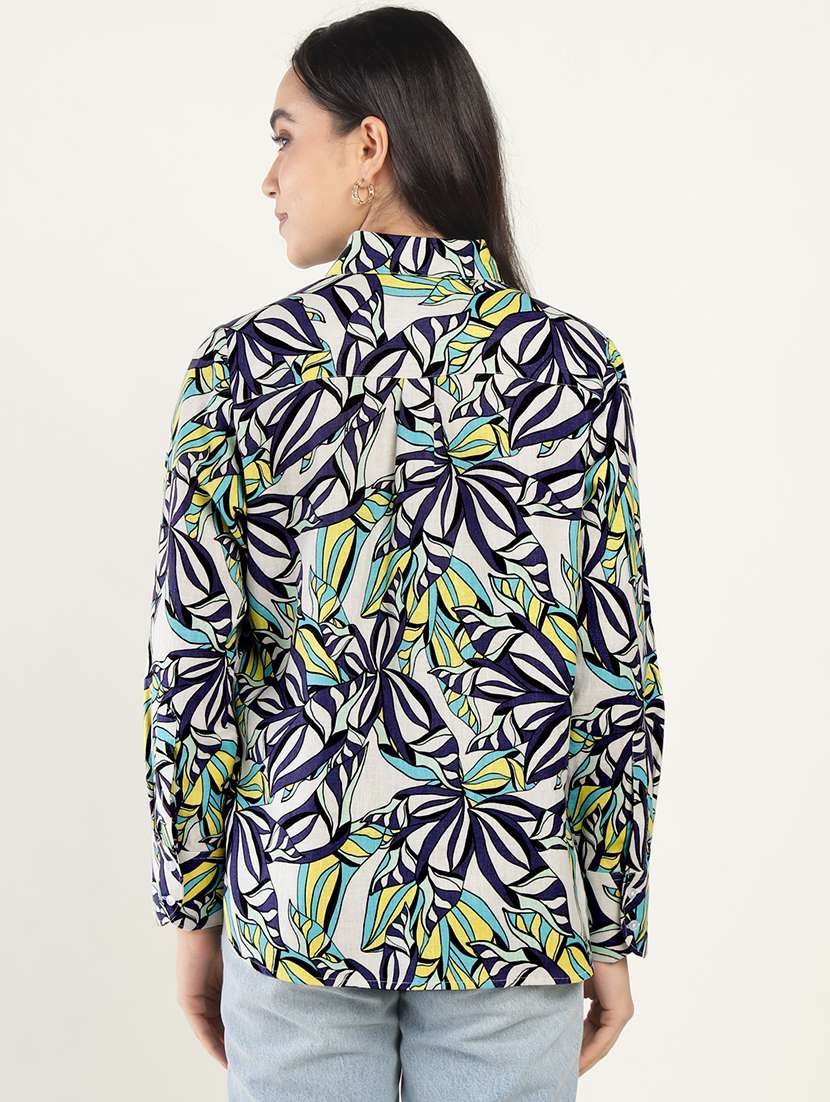 women printed collared long sleeve shirt - 22038448 -  Standard Image - 3