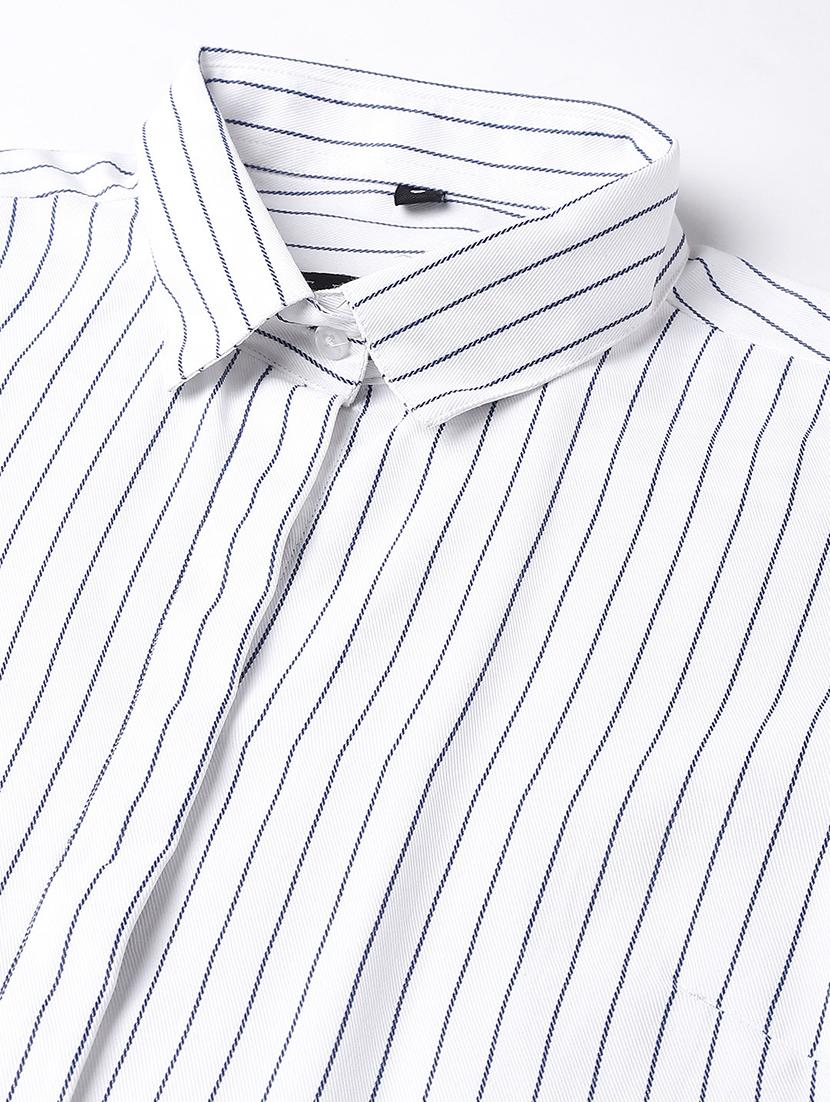 women striped collared long sleeve shirt - 22038453 - Standard Image - 3