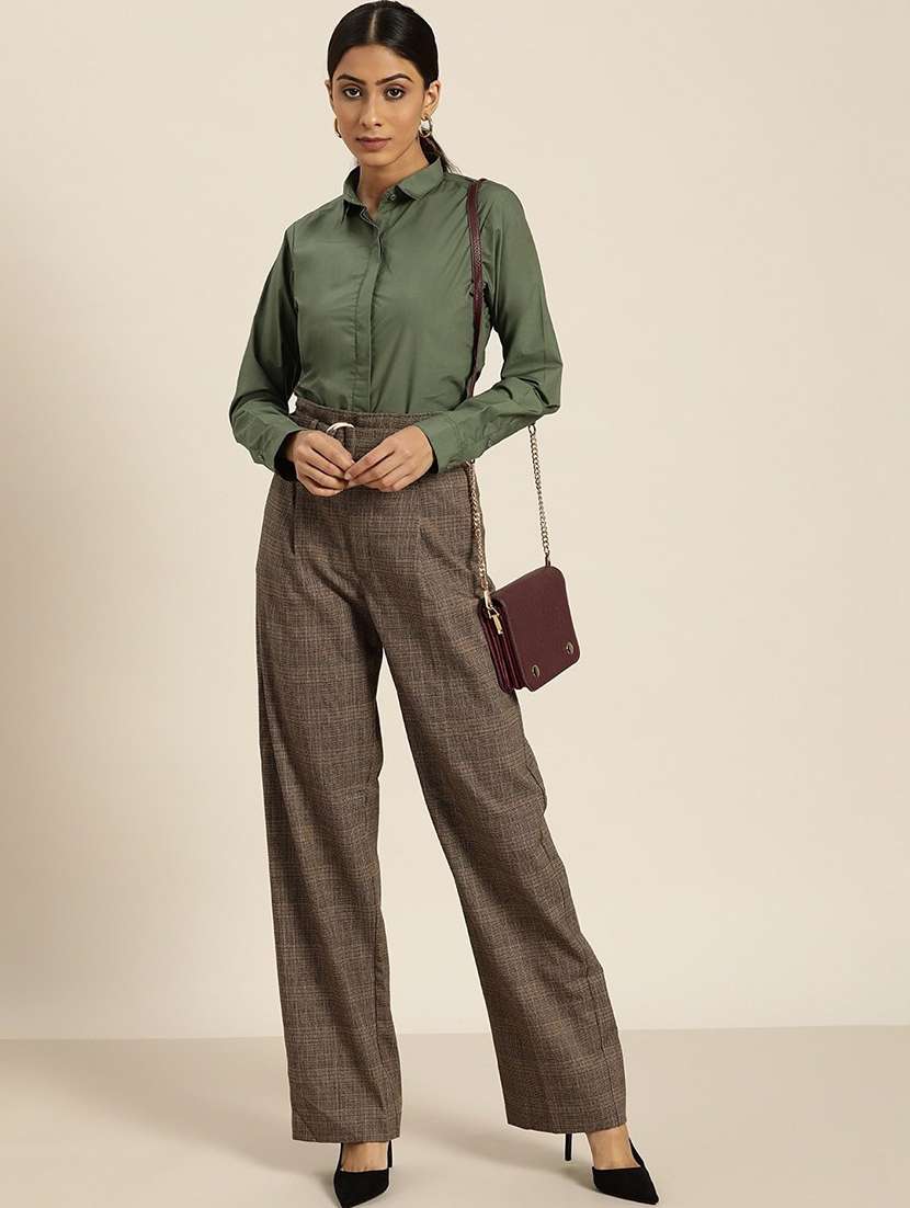 women solid collared long sleeve shirt - 22038474 -  Standard Image - 5