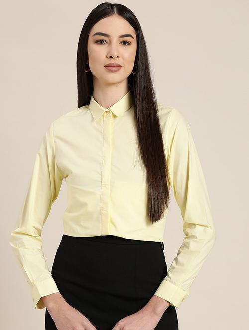 women solid collared long sleeve shirt - 22038475 -  Standard Image - 0