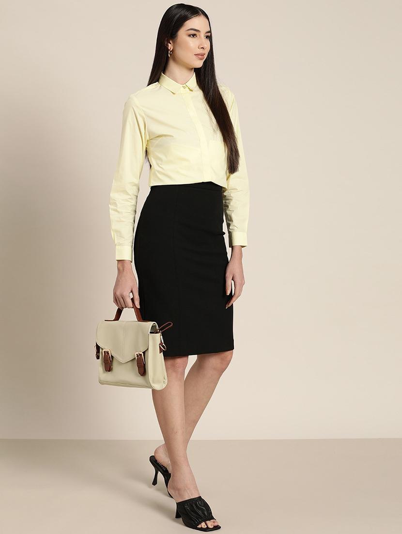 women solid collared long sleeve shirt - 22038475 - Standard Image - 3