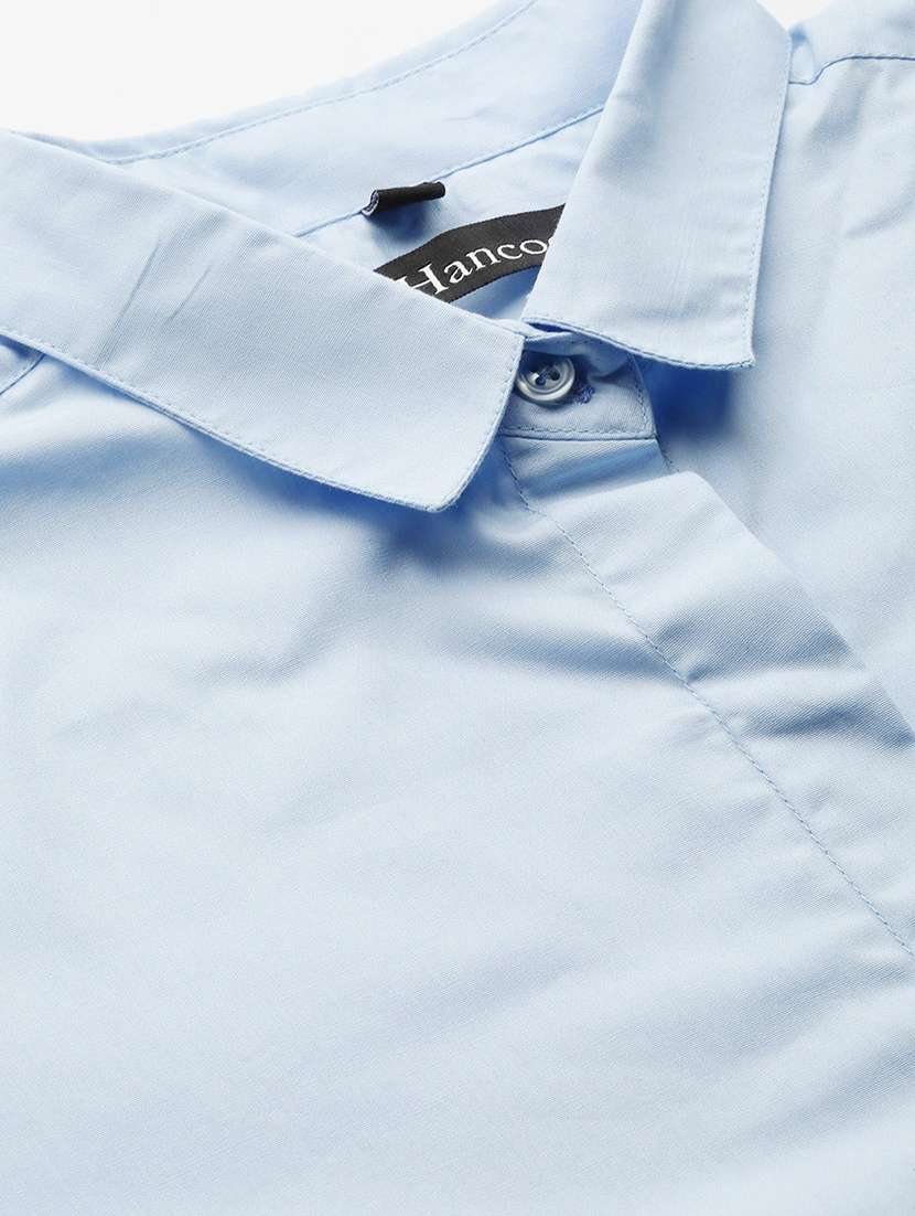 women solid collared long sleeve shirt - 22038477 -  Standard Image - 5