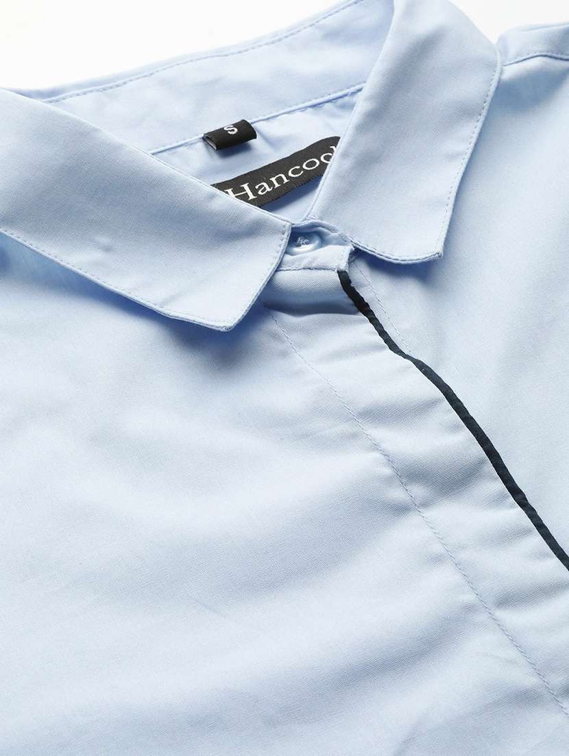 women solid collared long sleeve shirt - 22038482 -  Standard Image - 5