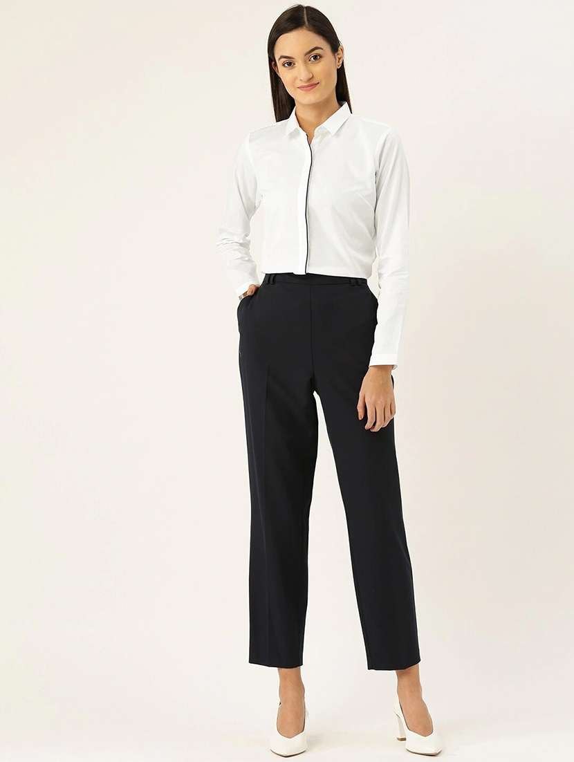 women solid collared long sleeve shirt - 22038483 - Standard Image - 3