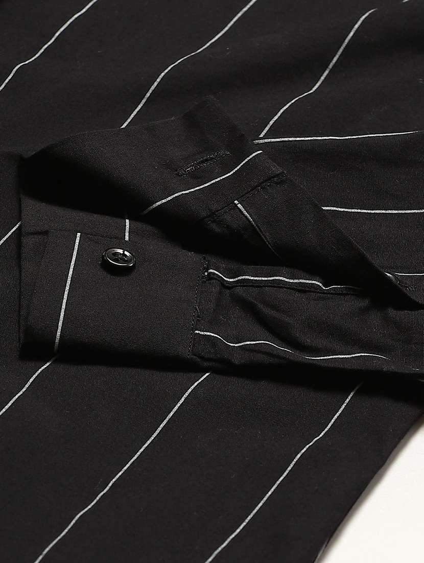 women striped collared long sleeve shirt - 22038491 - Standard Image - 3