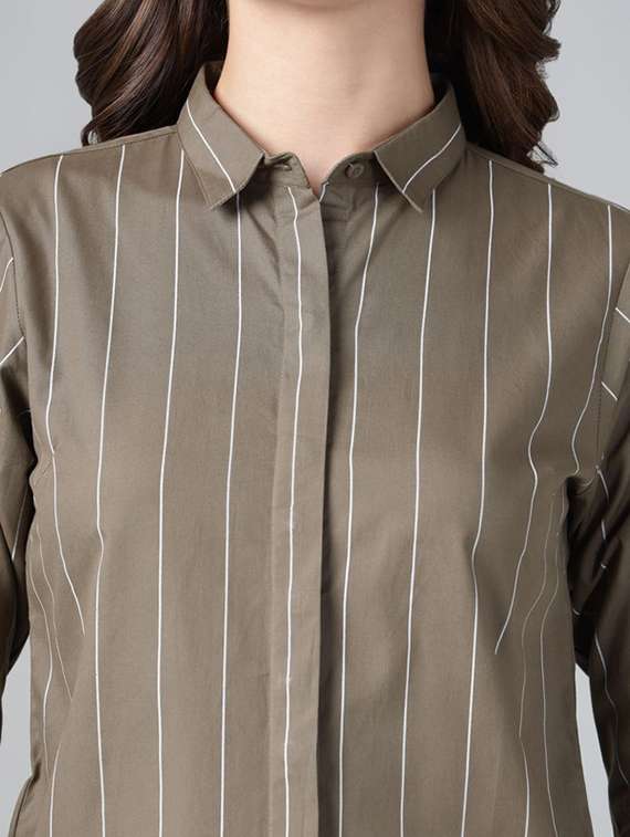 mustard cotton regular shirt - 22038496 -  Standard Image - 5