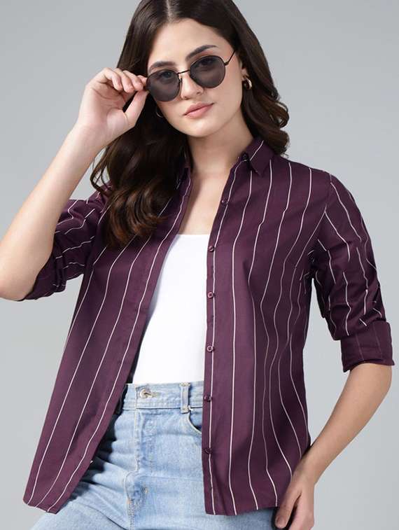 purple cotton regular shirt