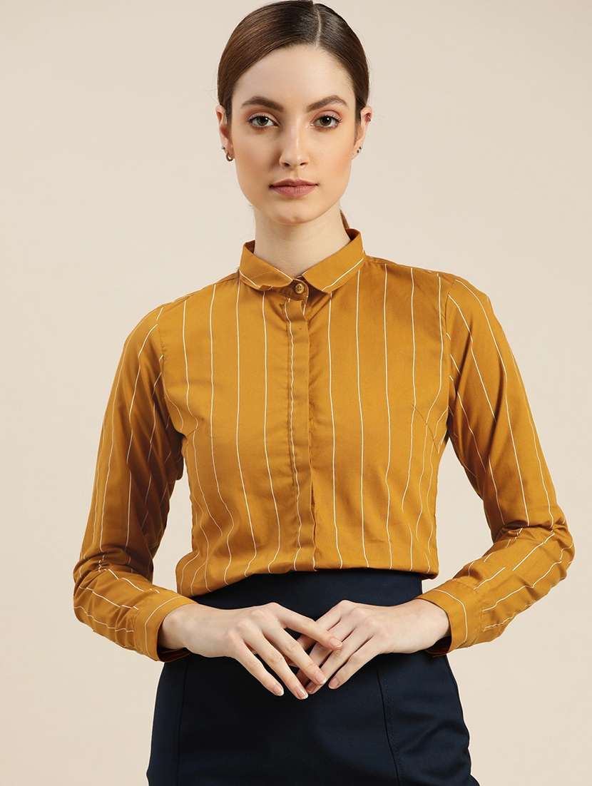mustard cotton regular shirt