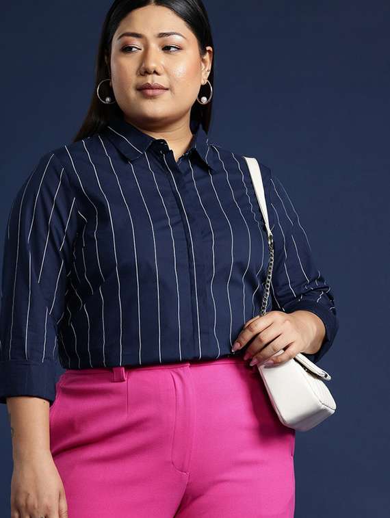 navy blue cotton regular shirt