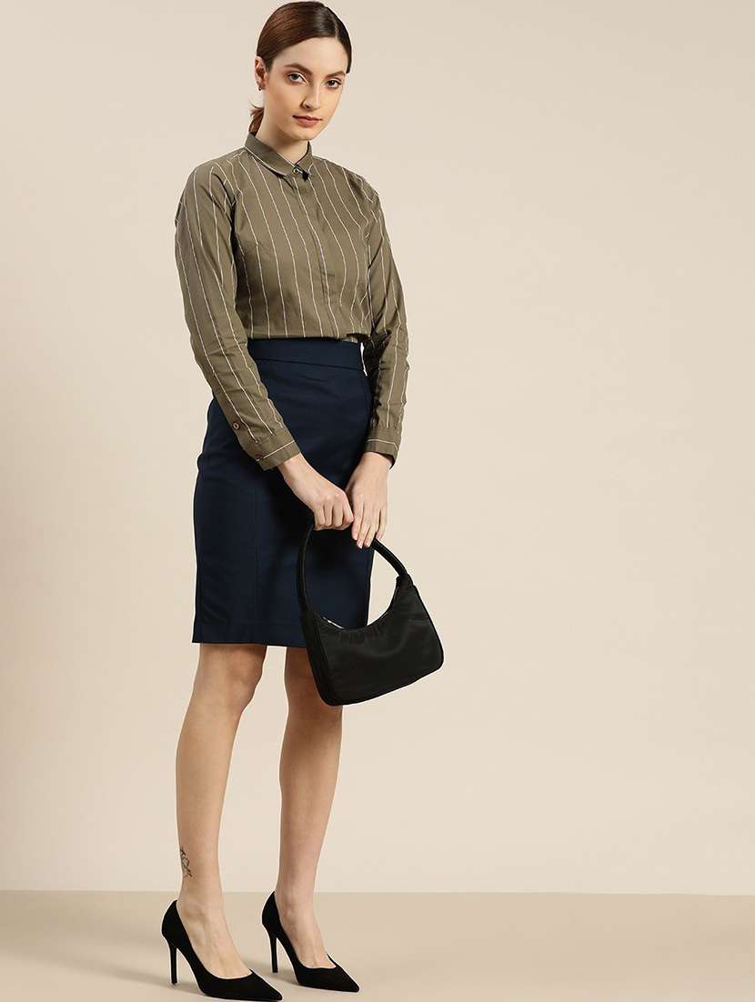 olive cotton regular shirt - 22038503 -  Standard Image - 3