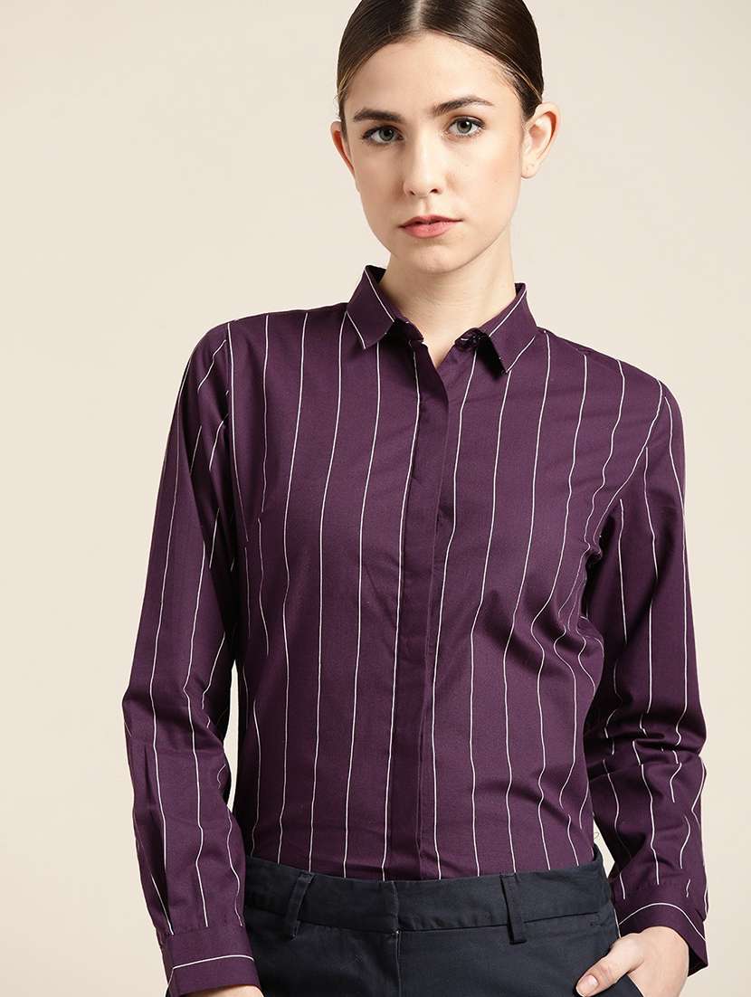 purple cotton regular shirt
