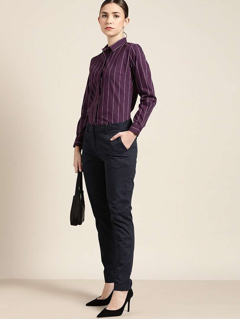 purple cotton regular shirt - 22038509 -  Standard Image - 5
