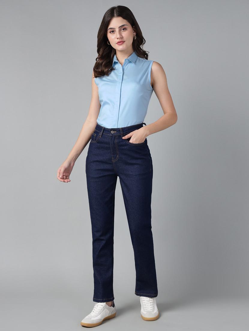 women solid collared sleeveless shirt - 22038524 - Standard Image - 5