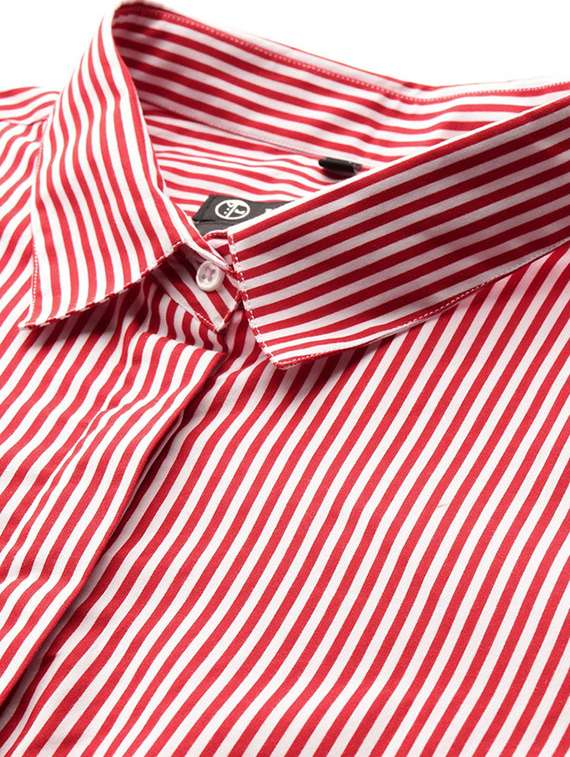 women plus size striped collared long sleeve shirt - 22038535 -  Standard Image - 3