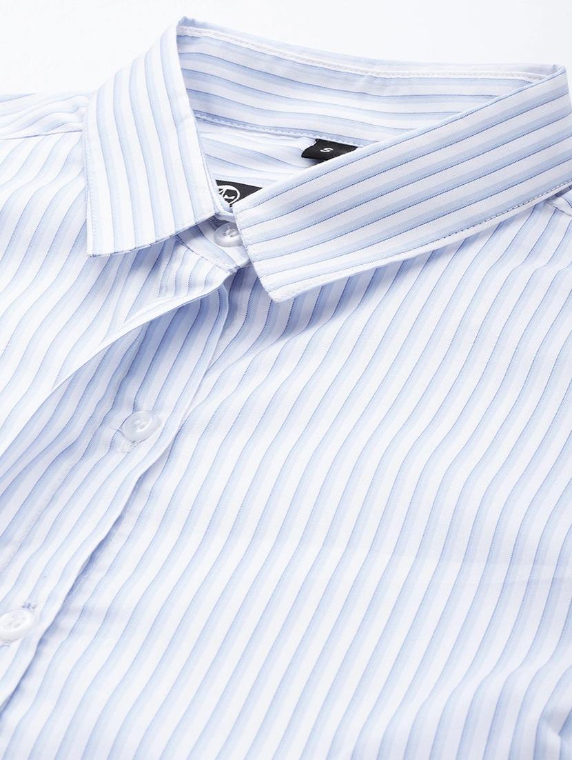 women striped collared long sleeve shirt - 22038544 - Standard Image - 5