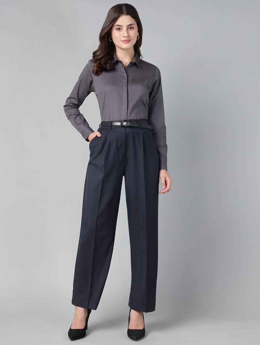 women solid collared long sleeve shirt - 22038555 - Standard Image - 5