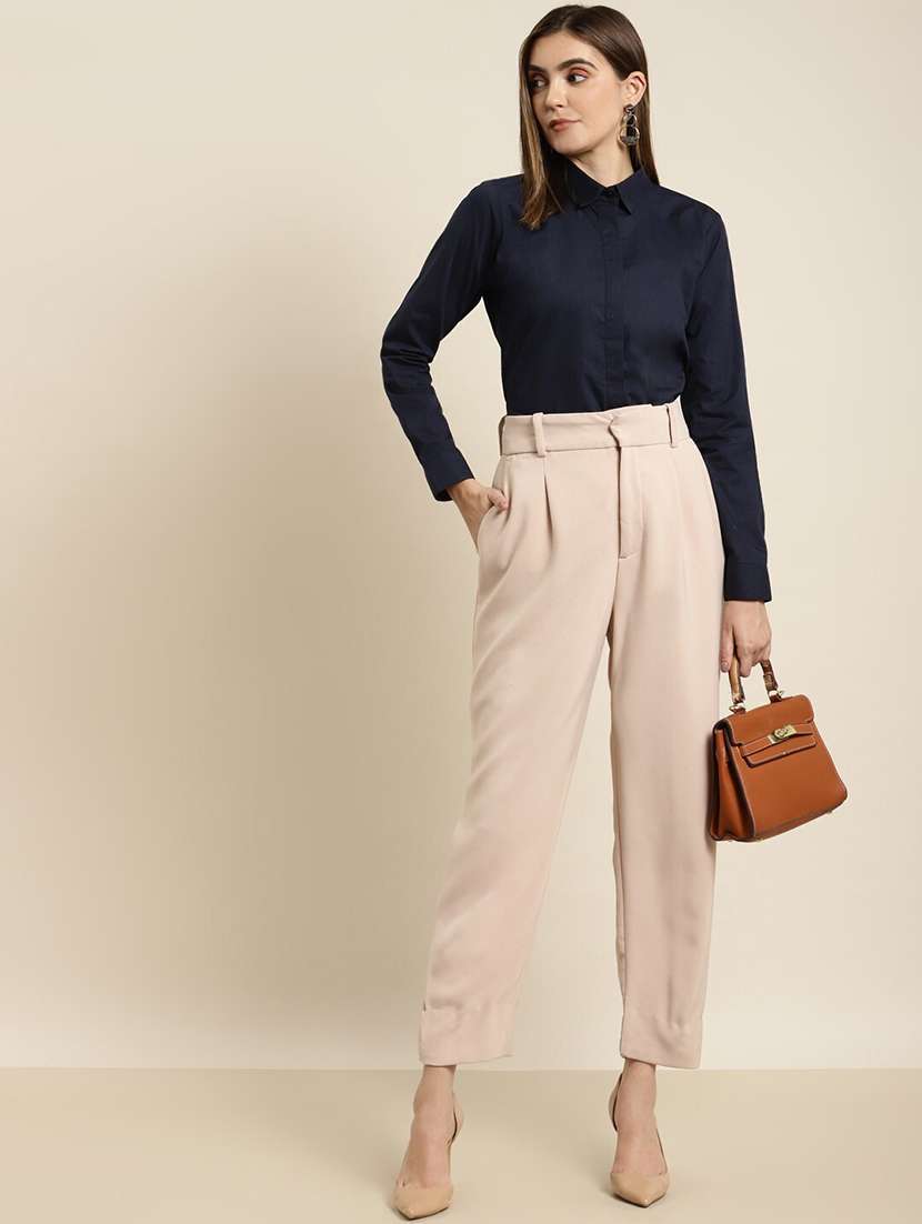 navy blue cotton regular shirt - 22038558 -  Standard Image - 3