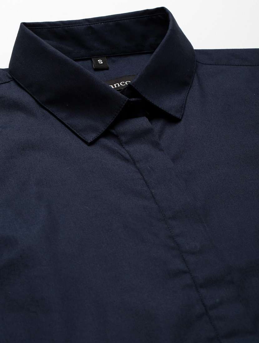 navy blue cotton regular shirt - 22038558 -  Standard Image - 5