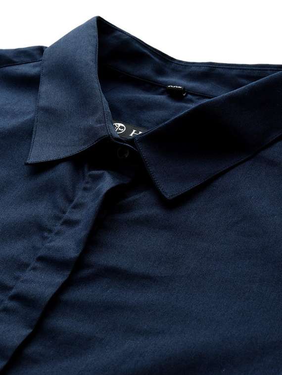 women plus size solid collared long sleeve shirt - 22038559 -  Standard Image - 3