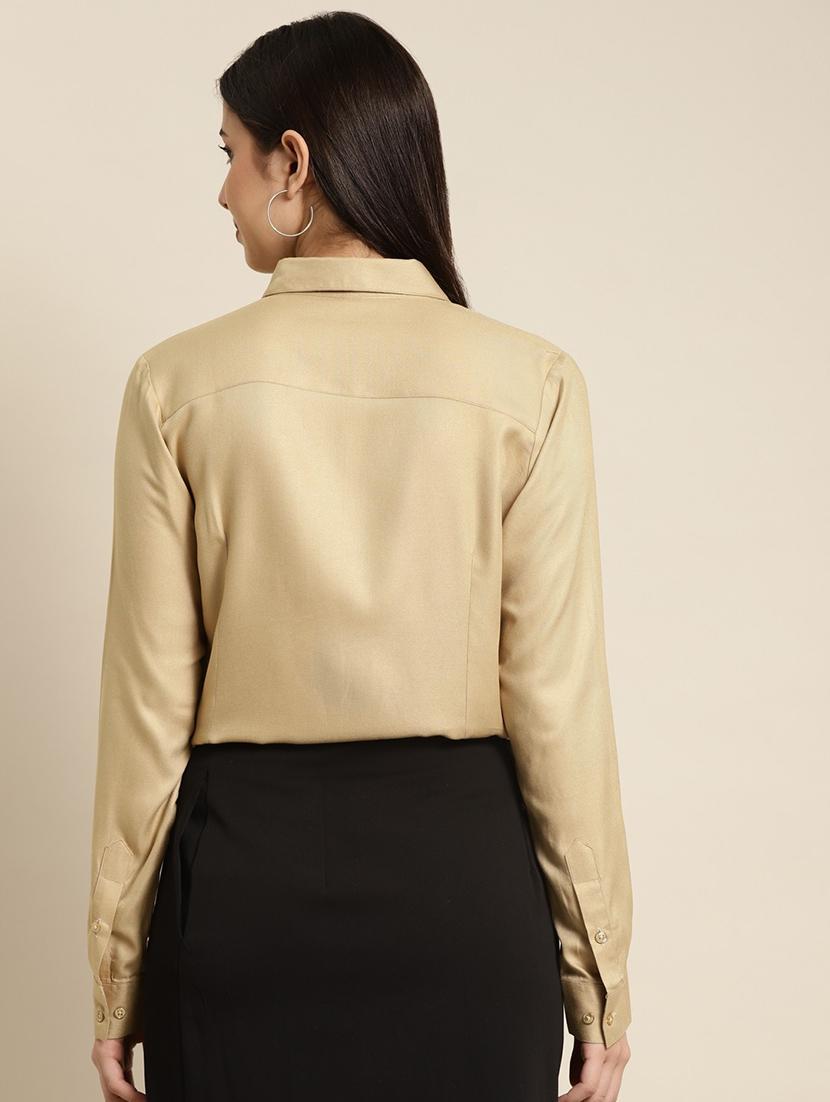 women solid collared long sleeve shirt - 22038570 - Standard Image - 3