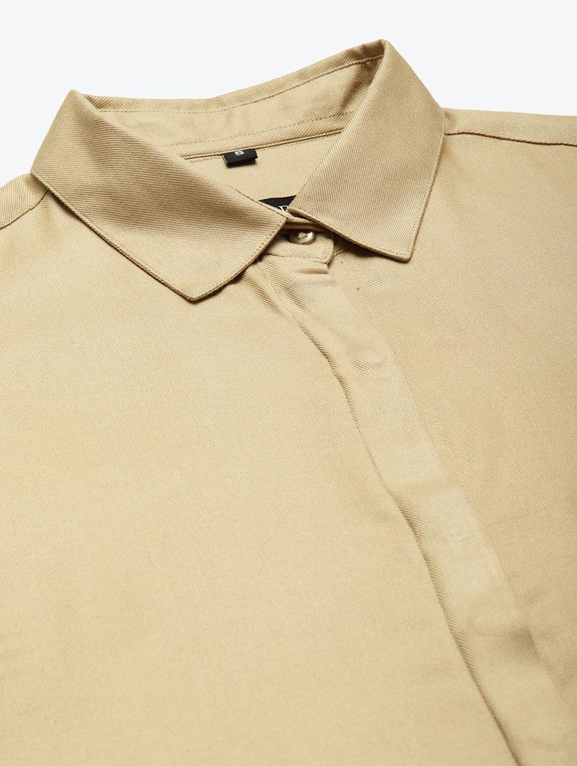 women solid collared long sleeve shirt - 22038570 - Standard Image - 5