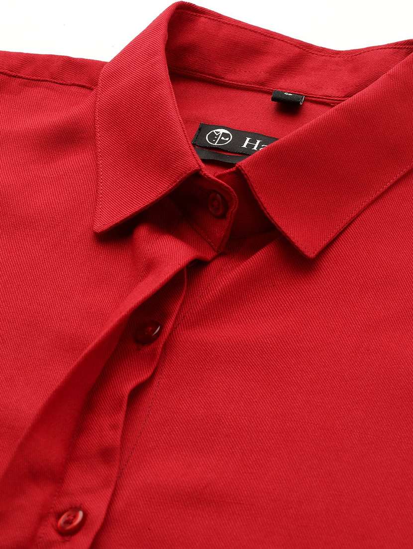 women solid collared long sleeve shirt - 22038578 -  Standard Image - 3