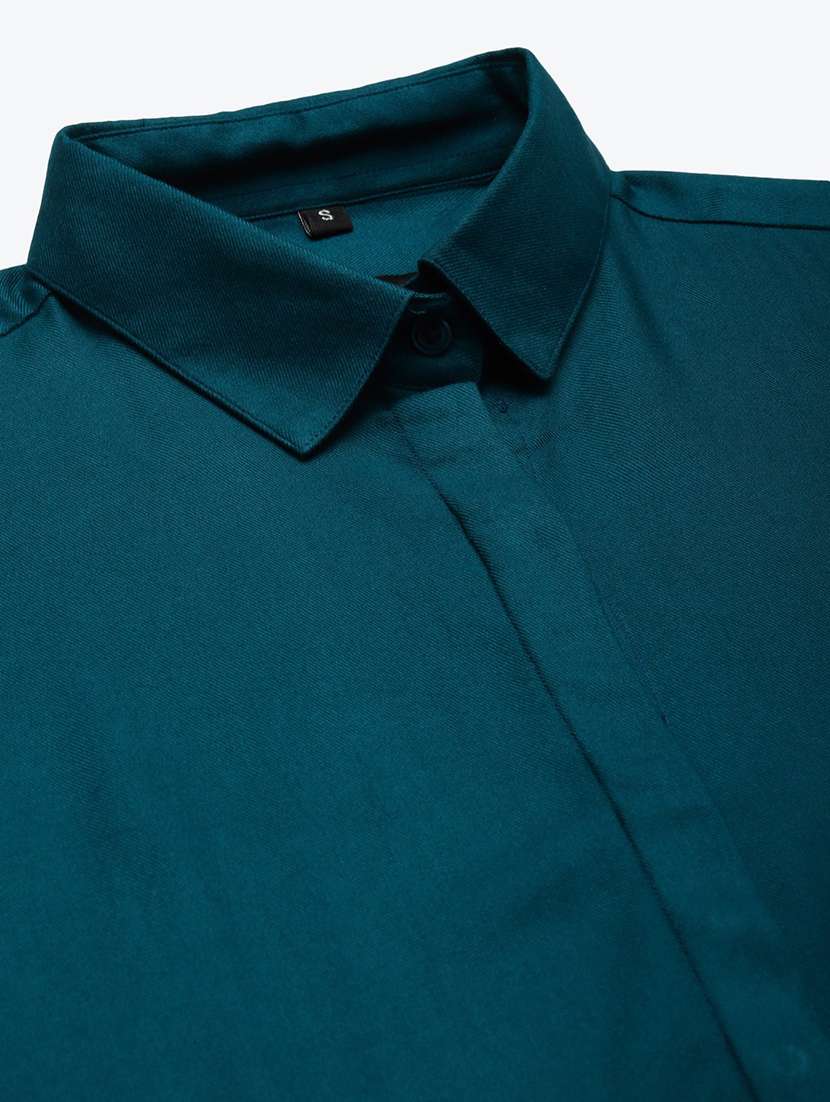 women solid collared long sleeve shirt - 22038579 -  Standard Image - 3