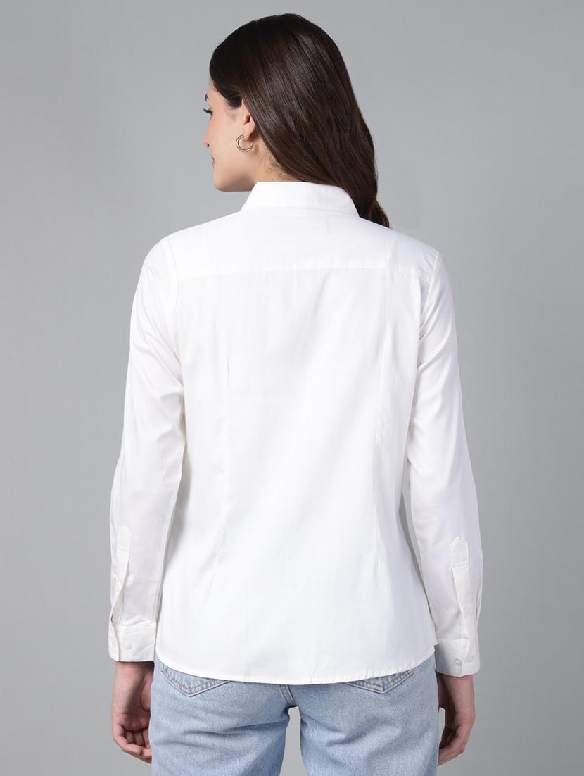 women solid collared long sleeve shirt - 22038583 - Standard Image - 3