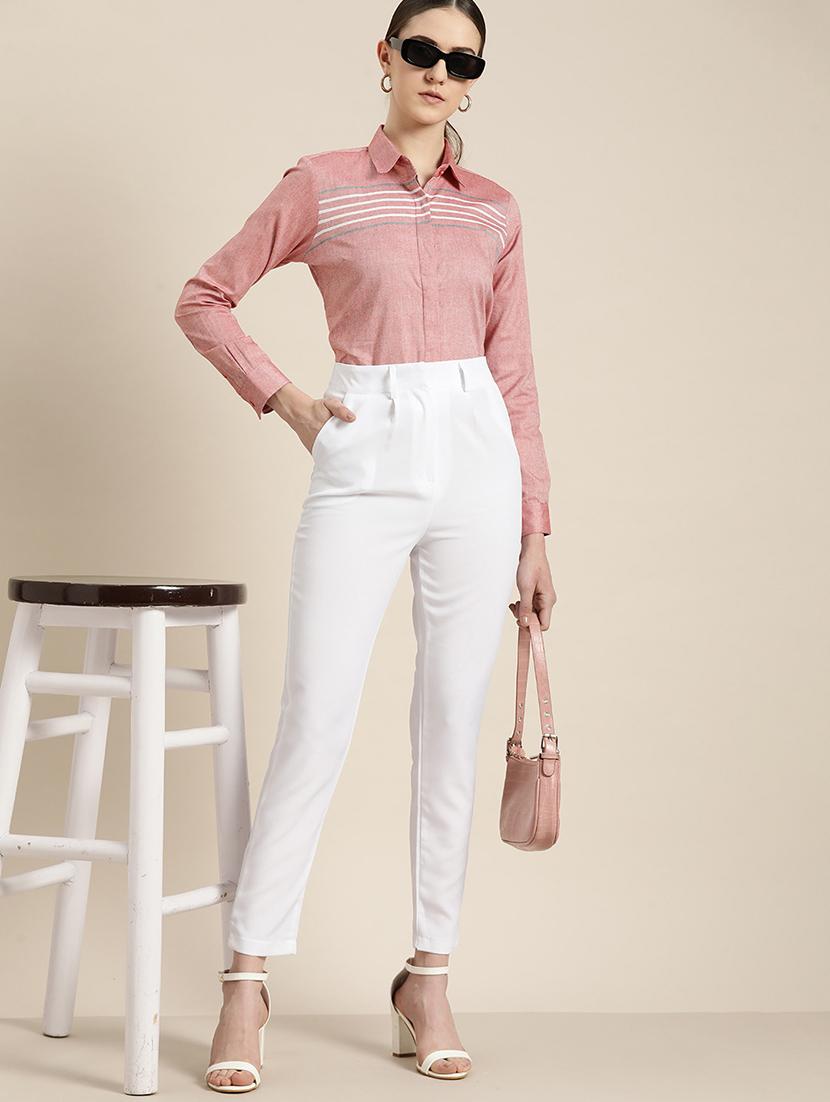 women striped collared long sleeve shirt - 22038588 - Standard Image - 5