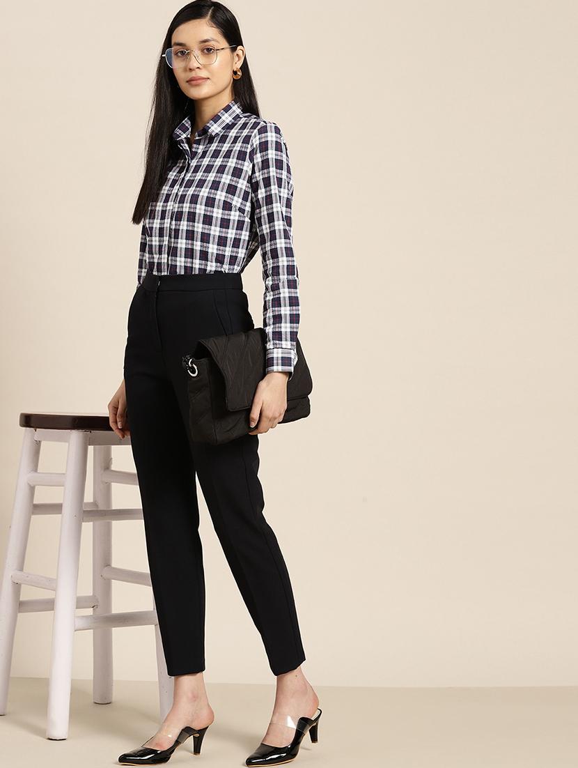 women checkered collared long sleeves regular shirt - 22038590 - Standard Image - 3