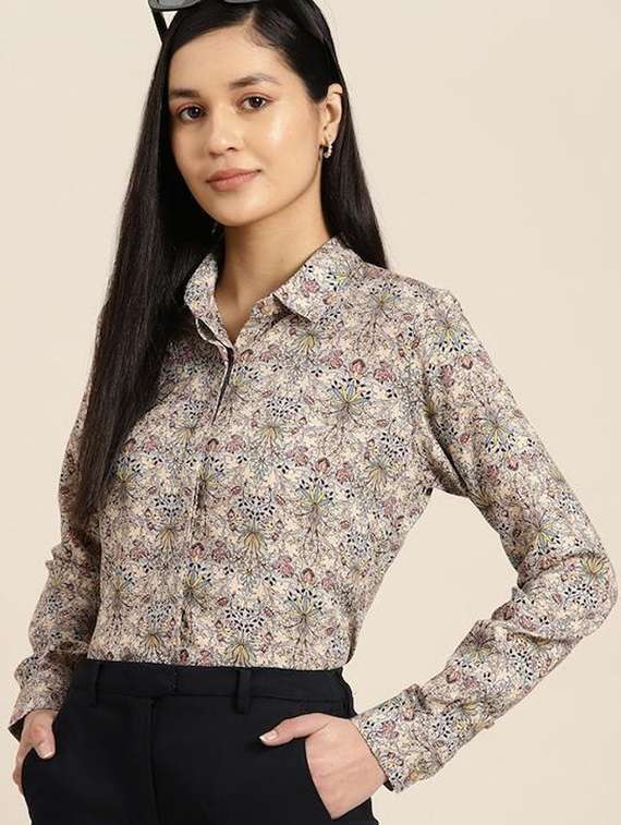 women printed collared long sleeves regular shirt - 22038591 - Zoom Image - 0