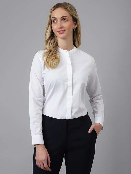 women solid long sleeves regular shirt - 22038596 - Standard Image - 0