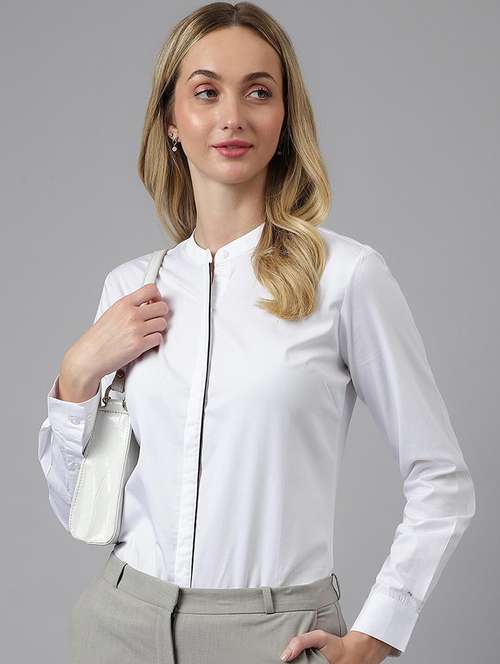 women solid long sleeves regular shirt - 22038599 -  Standard Image - 0