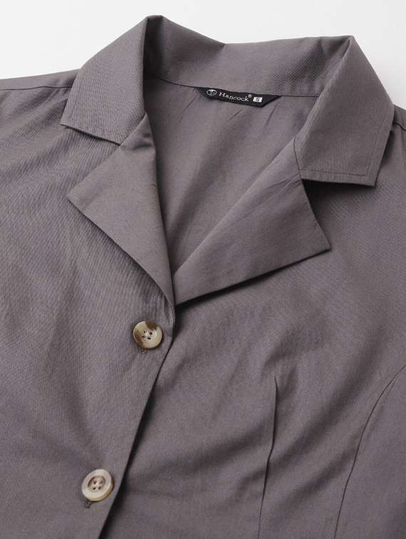 women solid lapel collar regular fit shirt - 22038636 -  Standard Image - 3