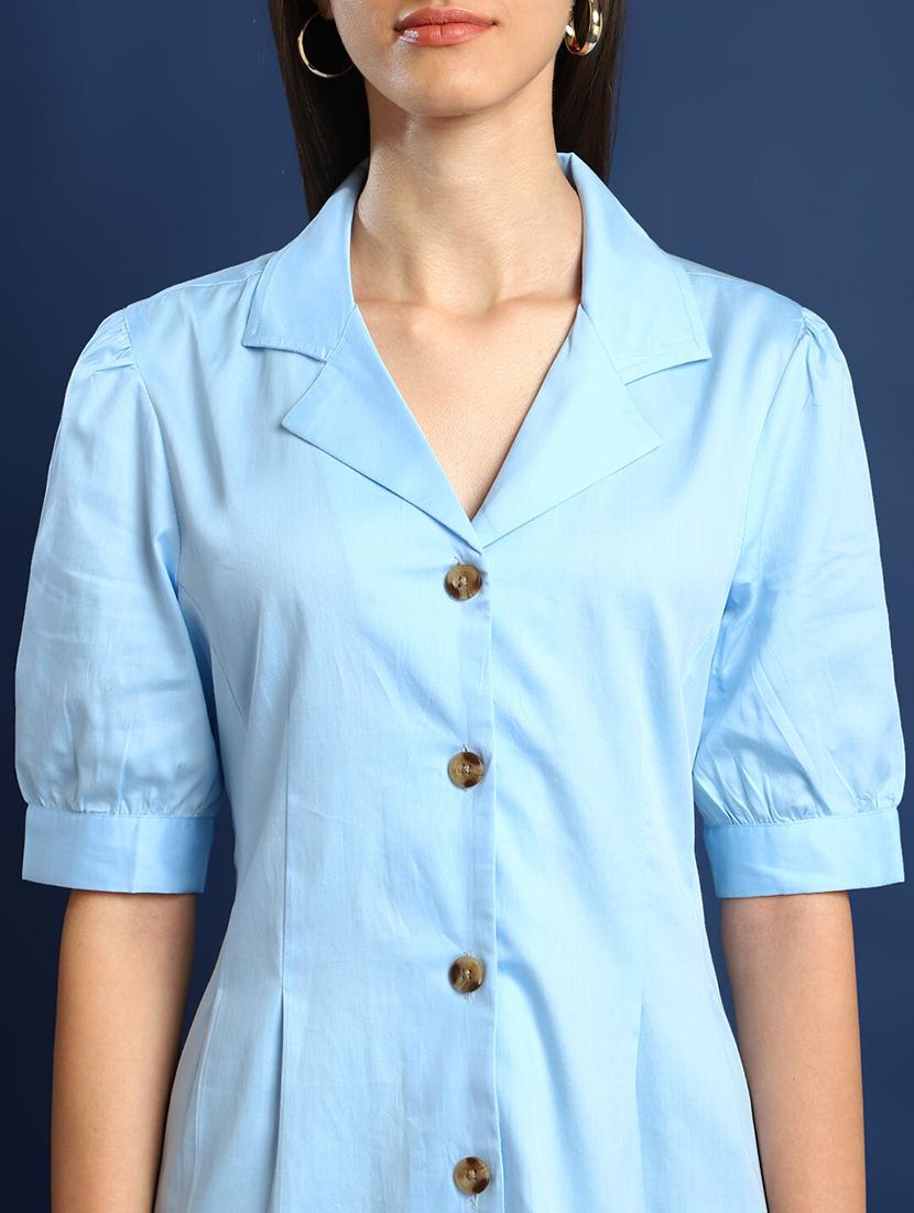 women solid lapel collar regular fit shirt - 22038640 - Standard Image - 3
