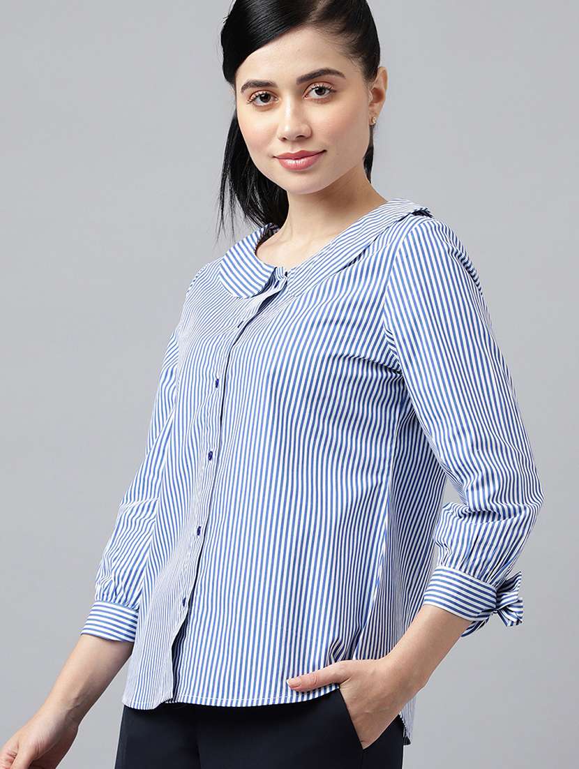 women striped peter pan collar shirt - 22038643 - Zoom Image - 0